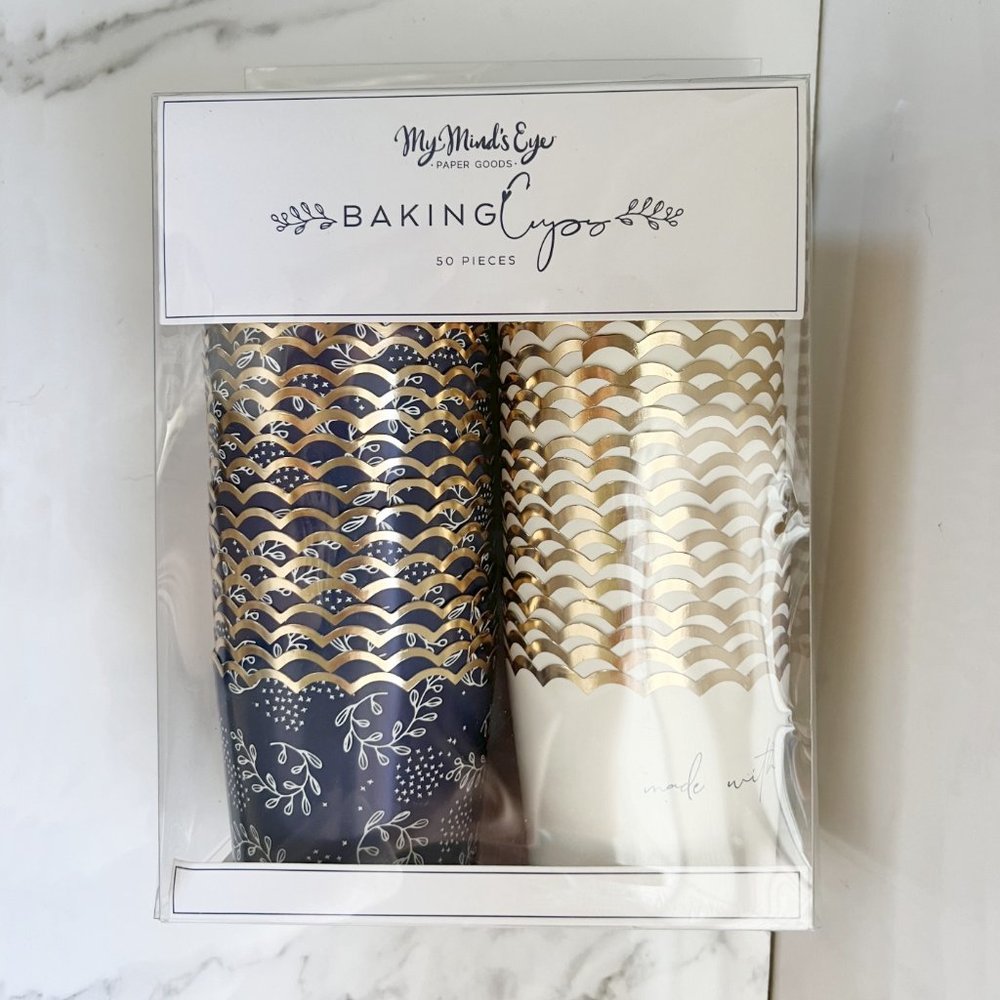 NEW My Minds Eye Gold Foiled Baking and Snack Cups 50 Pieces - Made With Love